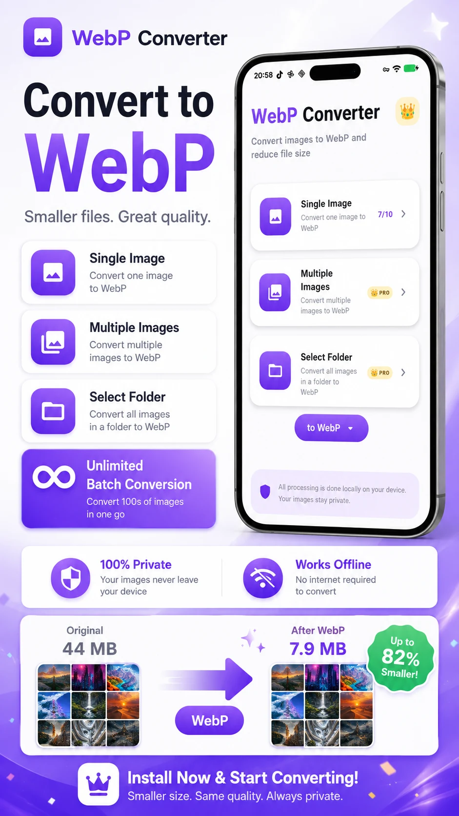 ImageX - to WebP PNG JPG HEIC screenshot